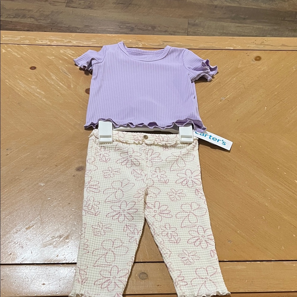 Lilac Top generic paired with Carter’s Cream Floral Pants Set